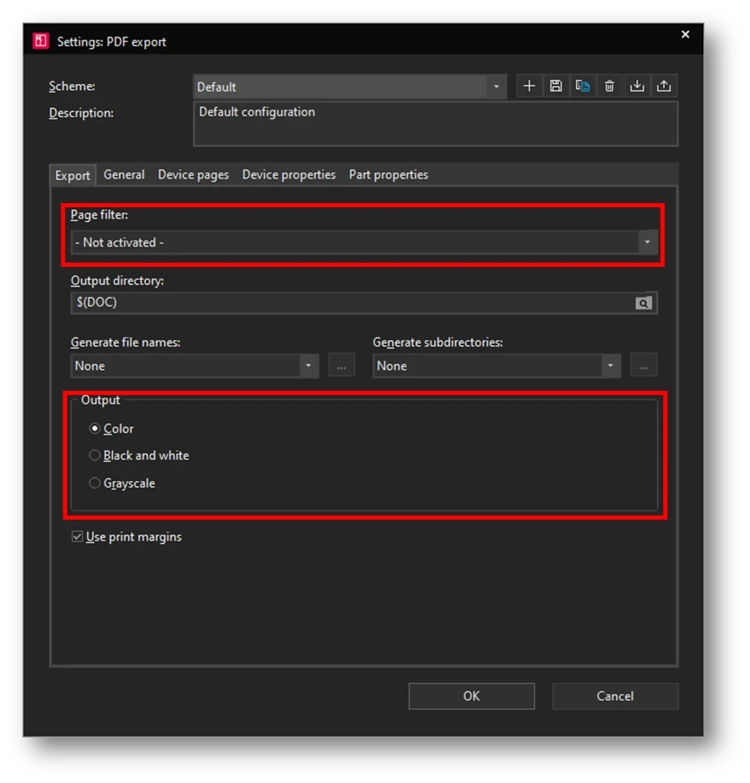تنظیمات تبدیل فایلهای ایپلن به فایل pdf