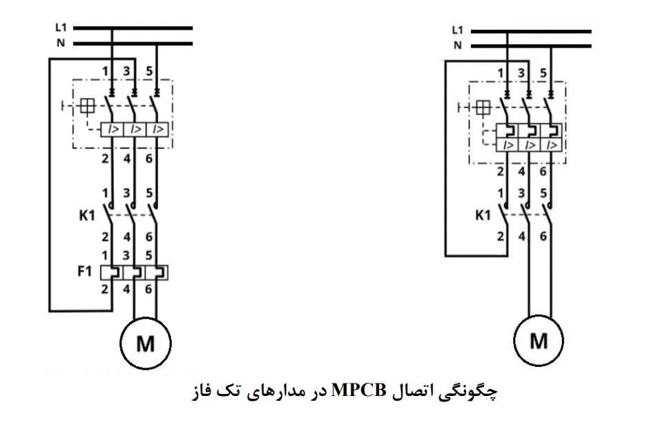 نحوه اتصال MPCB در جریان تکفاز